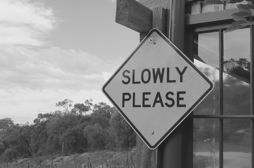 road sign slow