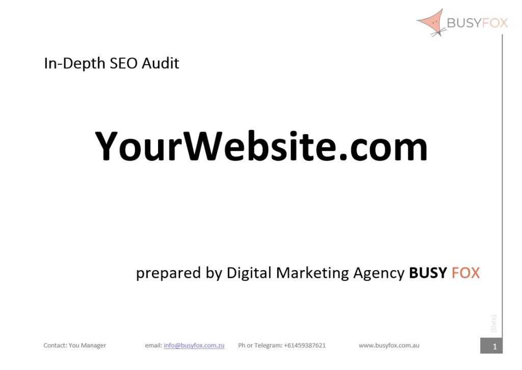 SEO Website Audit welcome page