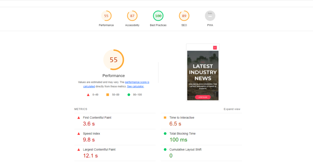 google desktop website speed test